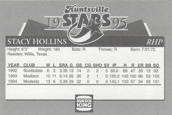1995 Burger King Huntsville Stars #NNO Stacy Hollins Back