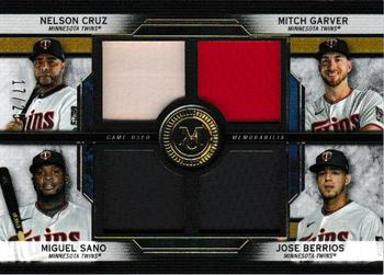 2020 Topps Museum Collection - Four-Player Primary Pieces Quad Relics Gold #FPR-CGSB Miguel Sano / Nelson Cruz / Jose Berrios / Mitch Garver Front
