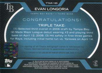 2008 Topps Triple Threads - Relics Autographs Sapphire #TTAR-185 Evan Longoria Back