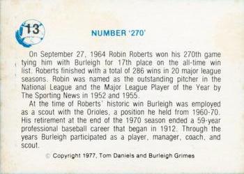 1977 Tom Daniels Burleigh Grimes #13 Burleigh Grimes / Robin Roberts Back