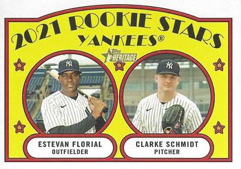 2021 Topps Heritage #158 Yankees 2021 Rookie Stars (Estevan Florial / Clarke Schmidt) Front