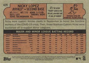 2021 Topps Heritage #429 Nicky Lopez Back