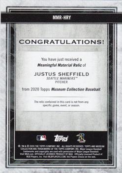 2020 Topps Museum Collection - Meaningful Material Relics #MMR-HRY Justus Sheffield Back
