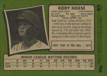 2020 Topps Heritage Minor League #3 Kody Hoese Back