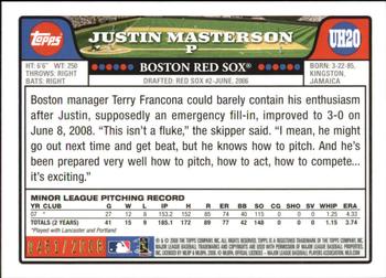 2008 Topps Updates & Highlights - Gold #UH20 Justin Masterson Back