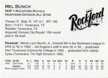 1993 Midwest League All-Stars #NNO Mel Bunch Back