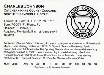 1993 Midwest League All-Stars #NNO Charles Johnson Back