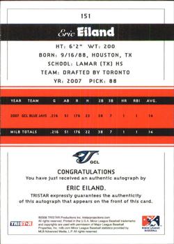 2008 TriStar PROjections - Autographs #151 Eric Eiland Back