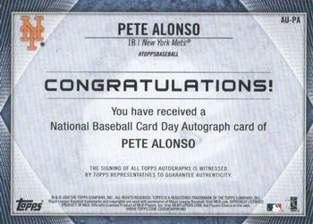 2020 Topps National Baseball Card Day - Autographs #AU-PA Pete Alonso Back