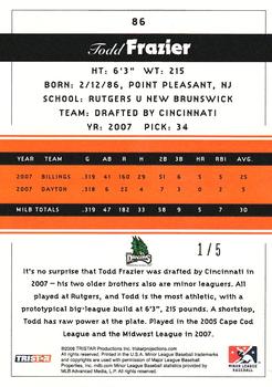 2008 TriStar PROjections - Orange #86 Todd Frazier Back