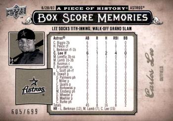 2008 Upper Deck A Piece of History - Box Score Memories #BSM-27 Carlos Lee Front