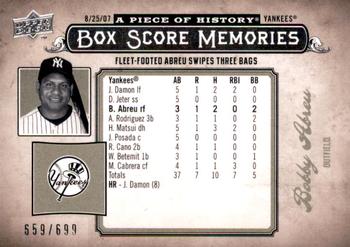 2008 Upper Deck A Piece of History - Box Score Memories #BSM-42 Bobby Abreu Front