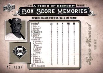 2008 Upper Deck A Piece of History - Box Score Memories #BSM-44 Ryan Howard Front