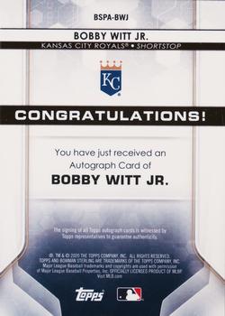 2020 Bowman Sterling - Prospect Autographs Blue #BSPA-BWJ Bobby Witt Jr. Back