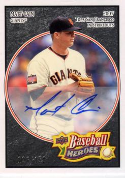 2008 Upper Deck Baseball Heroes - Autographs Black #80 Matt Cain Front