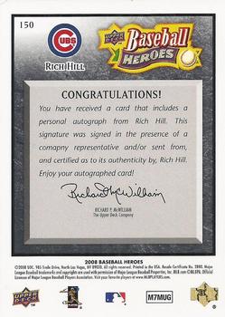 2008 Upper Deck Baseball Heroes - Autographs Black #150 Rich Hill Back