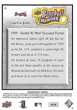 2008 Upper Deck Baseball Heroes - Charcoal #6 Chipper Jones Back