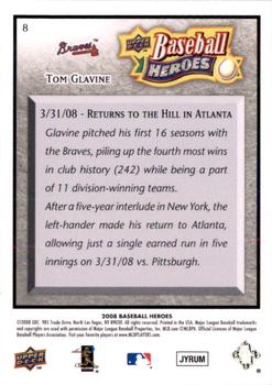 2008 Upper Deck Baseball Heroes - Charcoal #8 Tom Glavine Back