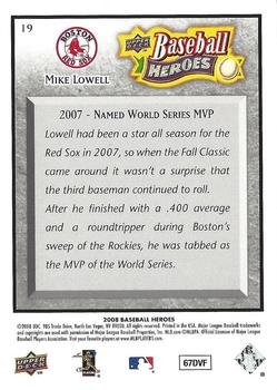 2008 Upper Deck Baseball Heroes - Charcoal #19 Mike Lowell Back