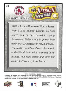 2008 Upper Deck Baseball Heroes - Charcoal #24 Jacoby Ellsbury Back