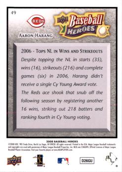 2008 Upper Deck Baseball Heroes - Charcoal #49 Aaron Harang Back