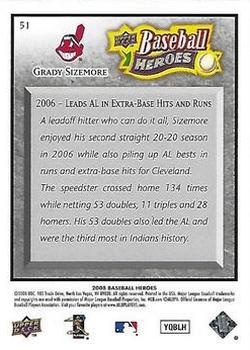 2008 Upper Deck Baseball Heroes - Charcoal #51 Grady Sizemore Back