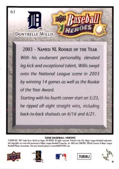 2008 Upper Deck Baseball Heroes - Charcoal #61 Dontrelle Willis Back