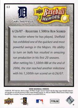2008 Upper Deck Baseball Heroes - Charcoal #63 Gary Sheffield Back