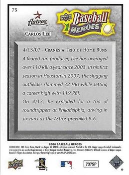 2008 Upper Deck Baseball Heroes - Charcoal #75 Carlos Lee Back
