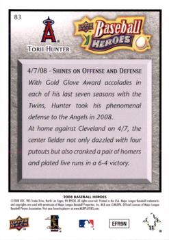 2008 Upper Deck Baseball Heroes - Charcoal #83 Torii Hunter Back
