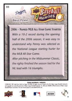2008 Upper Deck Baseball Heroes - Charcoal #88 Brad Penny Back