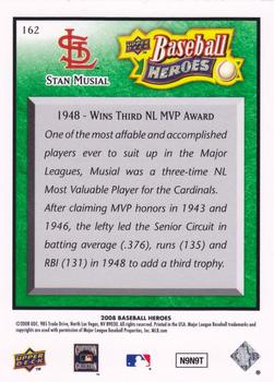 2008 Upper Deck Baseball Heroes - Emerald #162 Stan Musial Back