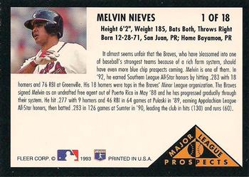 1993 Fleer - Major League Prospects (Series One) #1 Melvin Nieves Back