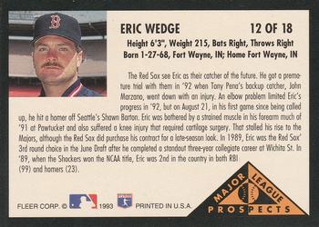 1993 Fleer - Major League Prospects (Series One) #12 Eric Wedge Back