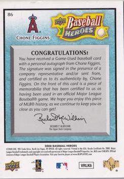 2008 Upper Deck Baseball Heroes - Autographed Memorabilia Light Blue #86 Chone Figgins Back