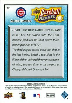 2008 Upper Deck Baseball Heroes - Light Blue #40 Aramis Ramirez Back
