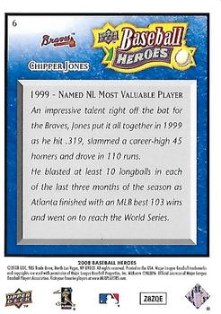 2008 Upper Deck Baseball Heroes - Navy Blue #6 Chipper Jones Back