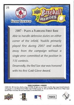 2008 Upper Deck Baseball Heroes - Navy Blue #25 Kevin Youkilis Back