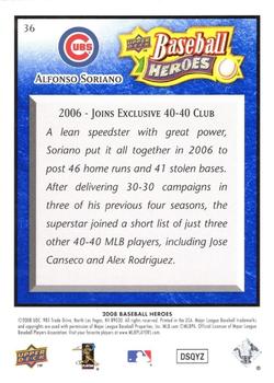 2008 Upper Deck Baseball Heroes - Navy Blue #36 Alfonso Soriano Back