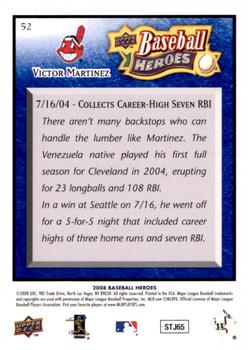 2008 Upper Deck Baseball Heroes - Navy Blue #52 Victor Martinez Back