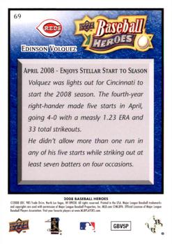 2008 Upper Deck Baseball Heroes - Navy Blue #69 Edinson Volquez Back