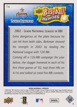2008 Upper Deck Baseball Heroes - Navy Blue #74 Lance Berkman Back