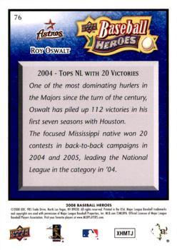 2008 Upper Deck Baseball Heroes - Navy Blue #76 Roy Oswalt Back