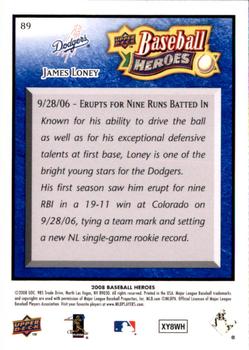 2008 Upper Deck Baseball Heroes - Navy Blue #89 James Loney Back