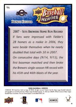 2008 Upper Deck Baseball Heroes - Navy Blue #96 Prince Fielder Back