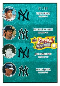 2008 Upper Deck Baseball Heroes - Sea Green #197 Yogi Berra / Reggie Jackson / Joe DiMaggio / Derek Jeter Front