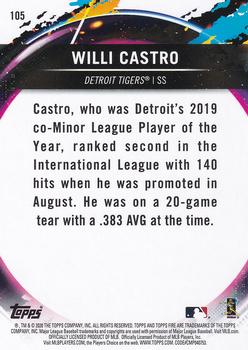 2020 Topps Fire #105 Willi Castro Back