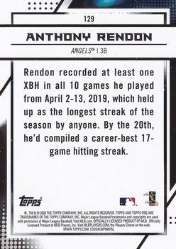 2020 Topps Fire #129 Anthony Rendon Back