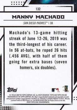 2020 Topps Fire #132 Manny Machado Back