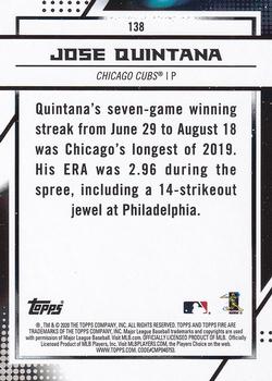 2020 Topps Fire #138 Jose Quintana Back